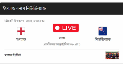 ইংল্যান্ড বনাম নিউজিল্যান্ড লাইভ স্কোর