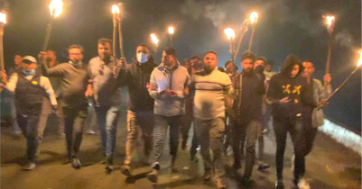 অবরোধের সমর্থনে মৌলভীবাজারে ছাত্রদলের মশাল মিছিল 