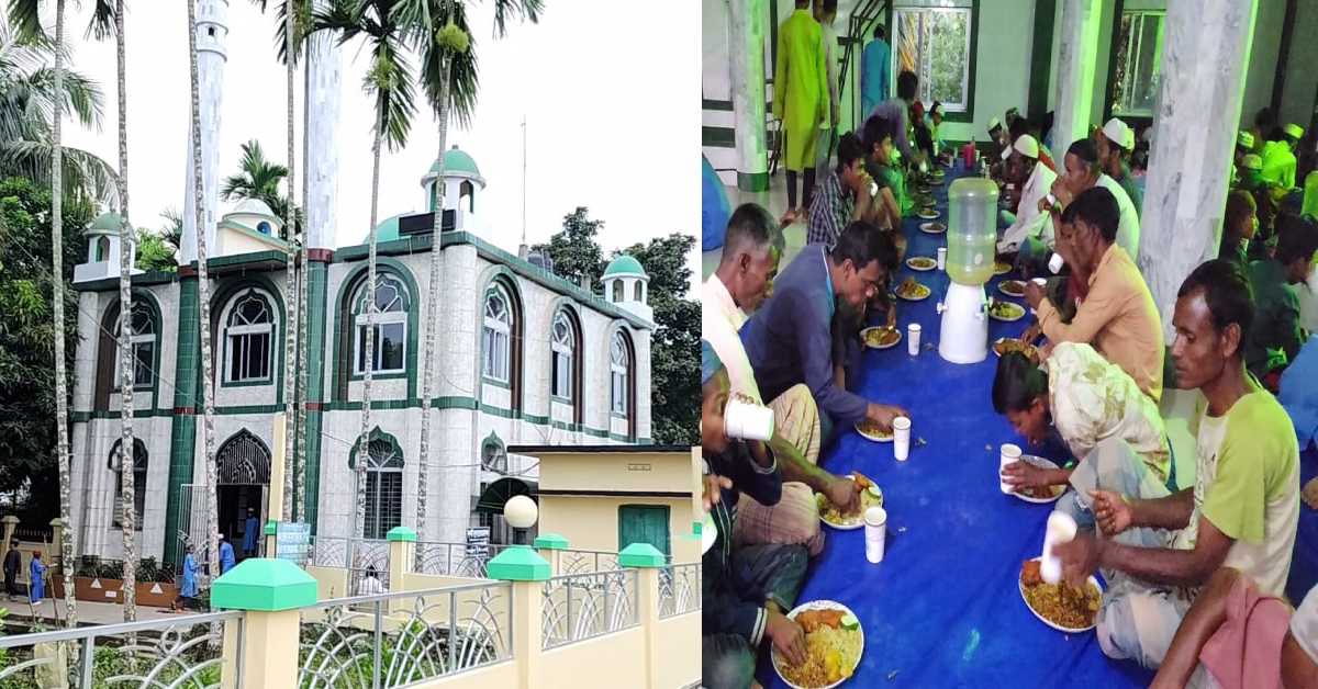 উলুয়াইল বাজার জামে মসজিদে সাধারণ মানুষদের জ্য ইফতারের এই বিশেষ আয়োজন।