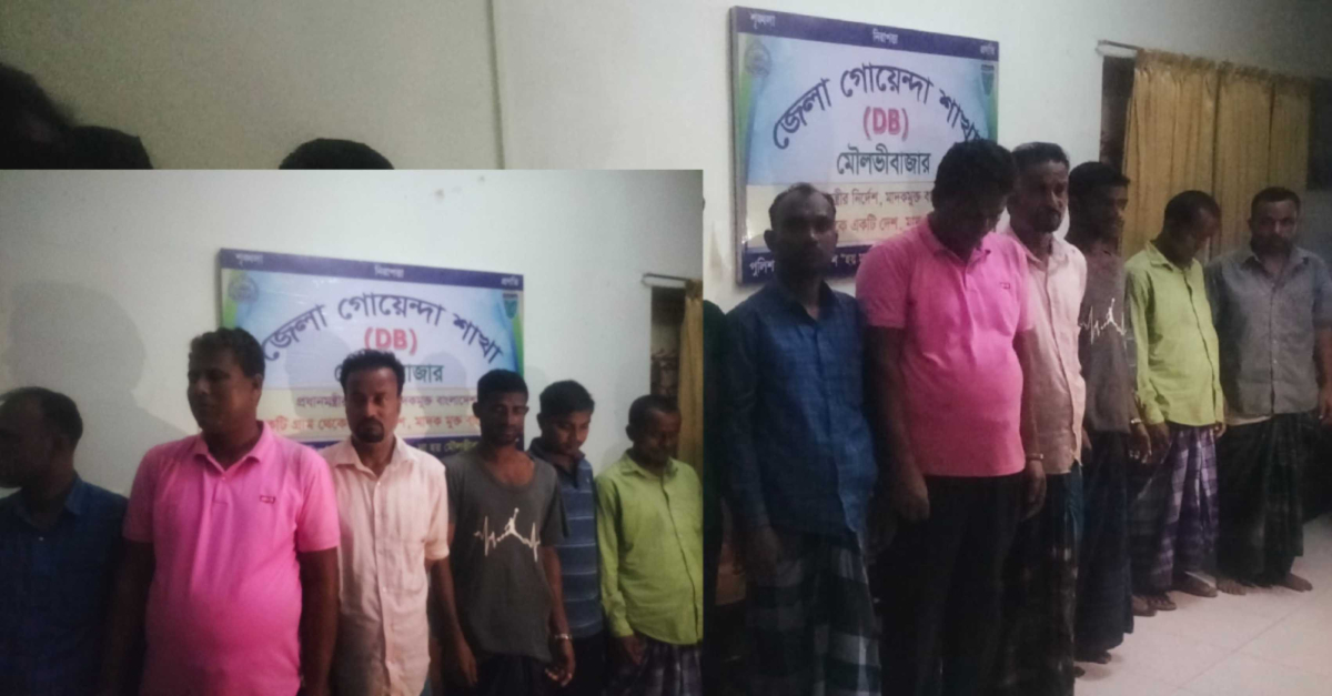 ডিবি পুলিশের অভিযানে আটক জুয়ারিরা। ছবি- RMB ডিবি পুলিশের অভিযানে আটক জুয়ারিরা। ছবি- RMB