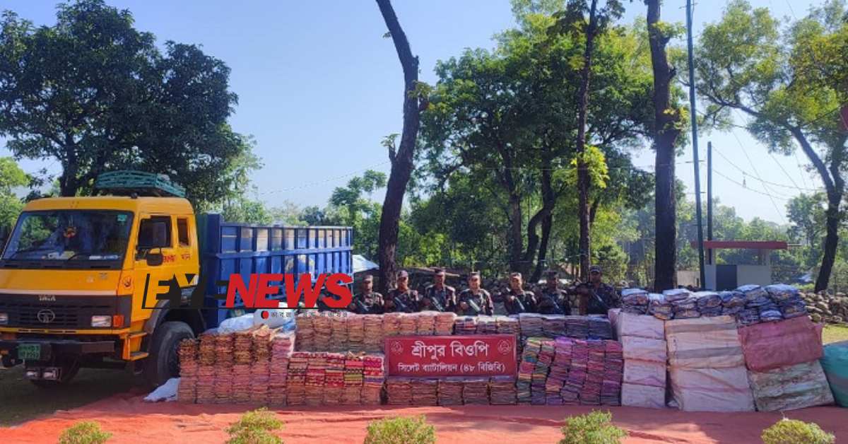 চোরাচালান পণ্য ও একটি টাটা ট্রাক জব্দ করে বিজিবি শ্রীপুর বিওপির টহল দল। ছবি- আই নিউজ
