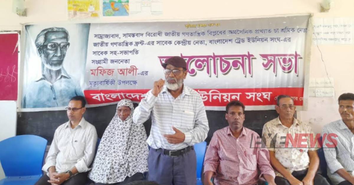 ভাষা সৈনিক মফিজ আলীর মৃ ত্যু বা র্ষি কী তে আলোচনা সভা। ছবি- আই নিউজ