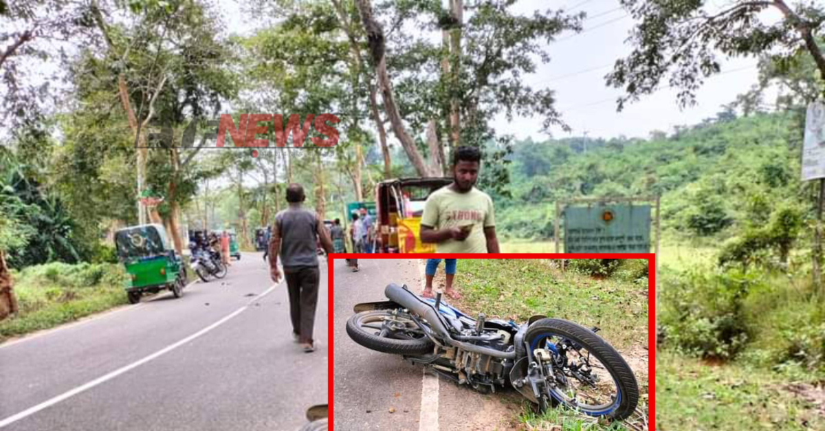 কমলগঞ্জ-শ্রীমঙ্গল সড়কের হীড বাংলাদেশ অফিসের সামনে এ দুর্ঘটনা ঘটে। ছবি- আই নিউজ