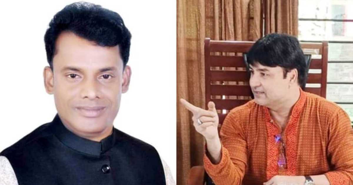 বামে ভাইস চেয়ারম্যান রাজু ও ডানে ইউপি চেয়ারম্যান নজরুল। ছবি- আই নিউজ