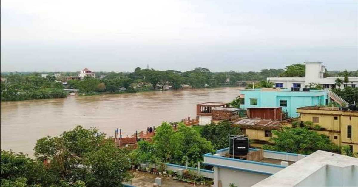 মনু নদীতে পানি বৃদ্ধির সাম্প্রতিক ছবি।