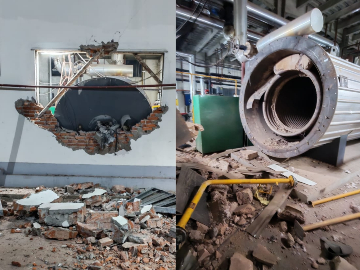 রশনী পলি ফাইবার ইন্ডাস্ট্রিজ -এর কারখানায় দুর্ঘটনা কবলিত থার্মাল অয়েল হিটার মেশিন। ছবি: আই নিউজ